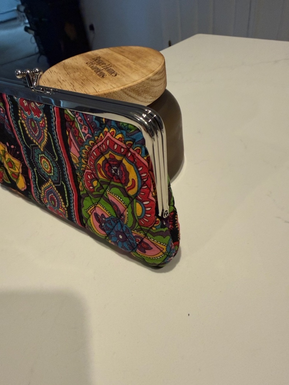 Vera Bradley Black Multi Floral Quilted Clasp Wallet - Picture 5 of 7